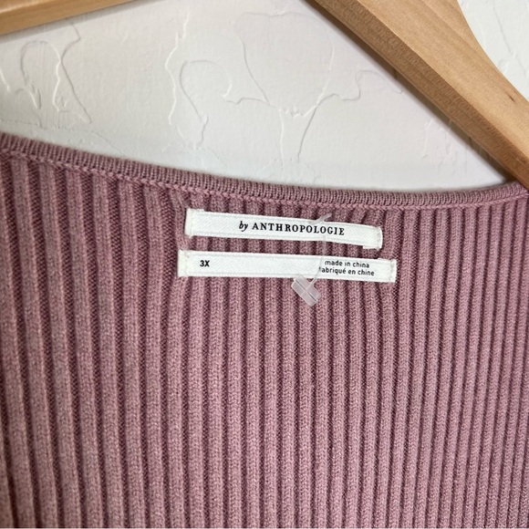 By Anthropologie Twofer Faux-Wrap Sweater Ballet Coquette Romantic Mauve - Picture 6 of 10